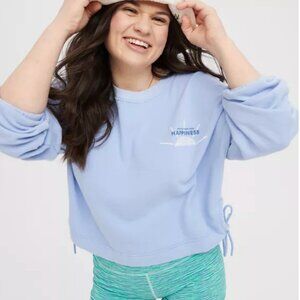 NEW OFFLINE By Aerie Weekend Side Tie Sweatshirt Blue Women's XS